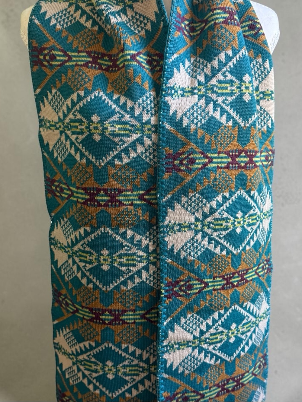 Pendleton Knit Wool Scarf/Muffler Journey West in Turquiose Southwestern Pattern